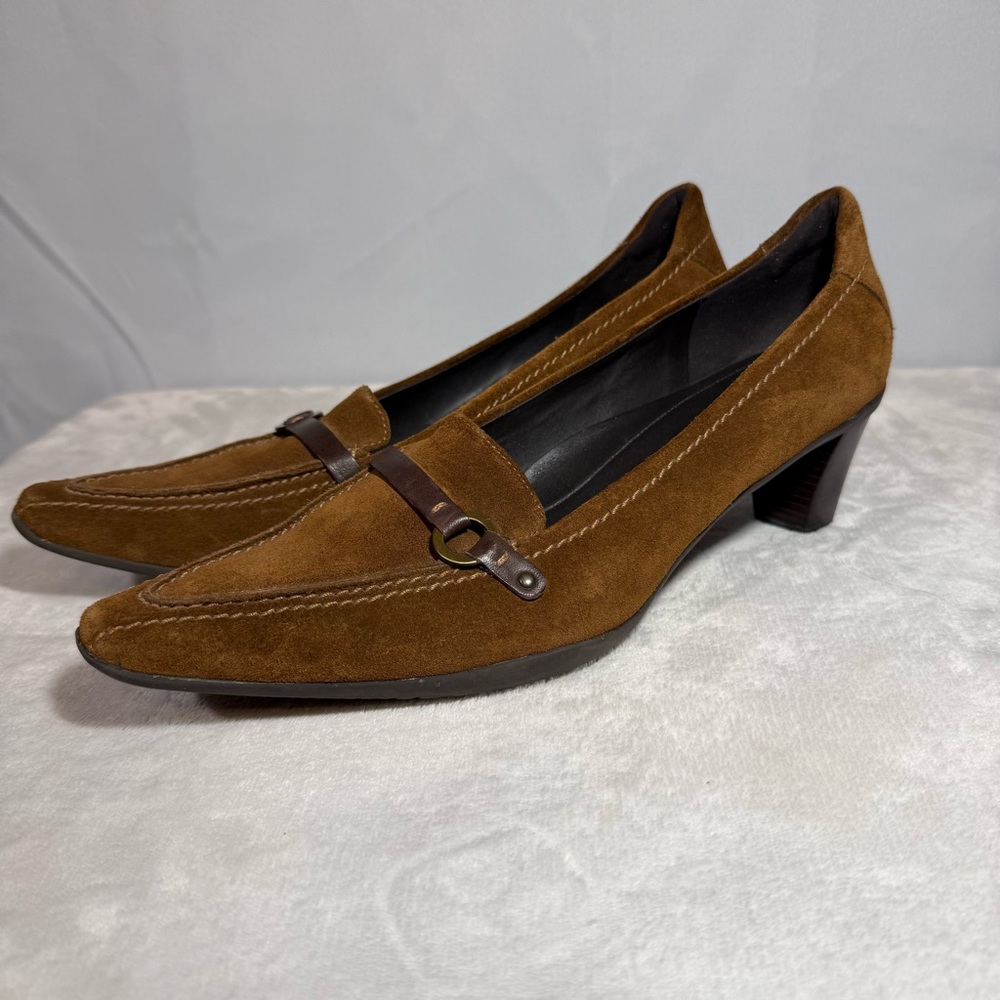 ECCO Brown Suede Loafer‎ Heels EU 42 US 11 Comfort Pump